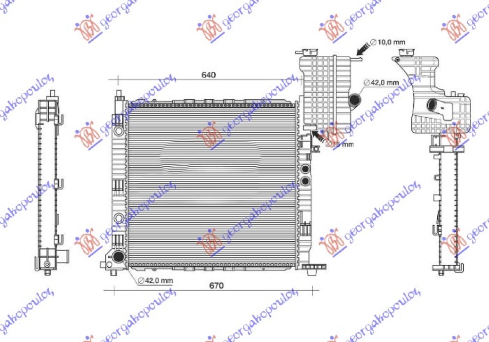 ΨΥΓΕΙΟ ΝΕΡΟΥ 99-03 2.2 CDI ΠΕΤΡΕΛΑΙΟ ΜΗΧΑΝΙΚΟ - A/C (570x560) (VALEO) - MERCEDES VITO (W638) 96-04 thumbnail