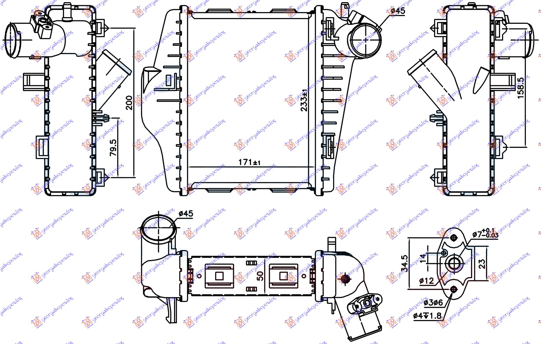 ΨΥΓΕΙΟ INTERCOOLER 1.0i TURBO (171x233x50) (MAHLE BEHR PREMIUM LINE) - SMART FORTWO 07-12 thumbnail