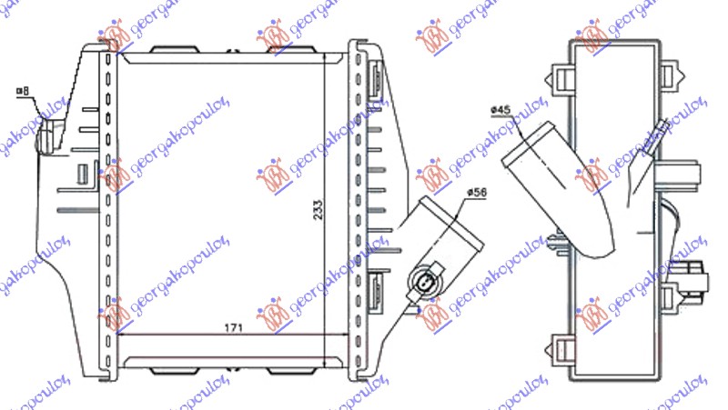 ΨΥΓΕΙΟ INTERCOOLER 0.8 Cdi ΠΕΤΡΕΛΑΙΟ (171x233x50) - SMART FORTWO 07-12 thumbnail