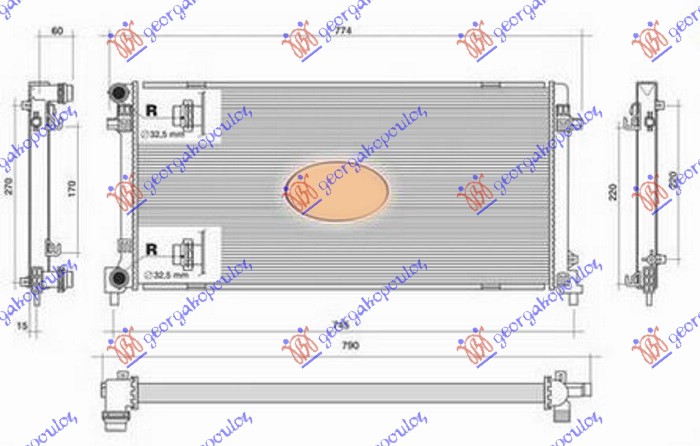 ΨΥΓΕΙΟ ΝΕΡΟΥ 1.6 TDi ΠΕΤΡΕΛΑΙΟ (650x320x32) ΧΩΡΙΣ ΣΩΛΗΝΑΚΙ - AUDI A1 14-18 thumbnail