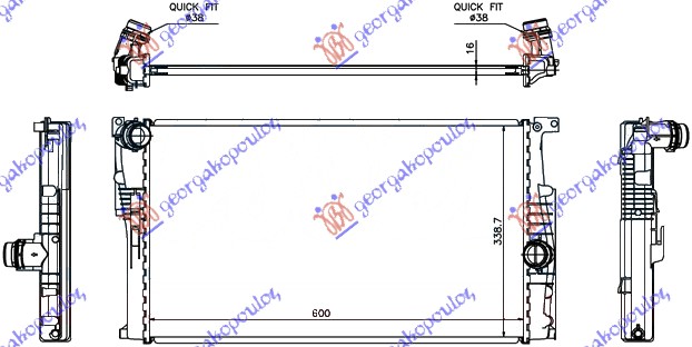 ΨΥΓΕΙΟ ΝΕΡΟΥ 1.6 (316i/320i) ΒΕΝΖΙΝΗ / 2.0 (316d/318d/320d) ΠΕΤΡΕΛΑΙΟ ΜΗΧΑΝΙΚΟ (600x339x16) - BMW SERIES 3 (F30/F31) SDN/S.W. 14-18 thumbnail