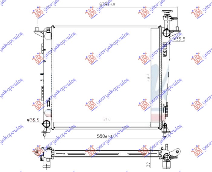 ΨΥΓΕΙΟ ΝΕΡΟΥ 2.2 CRDi ΠΕΤΡΕΛΑΙΟ ΜΗΧΑΝΙΚΟ (510x480) - KIA SORENTO 14-17 thumbnail