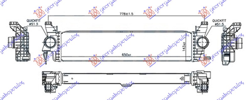 ΨΥΓΕΙΟ INTERCOOLER 1.6 (109/111 CDI) (650x143x50) - MERCEDES VITO (W447) 15- thumbnail