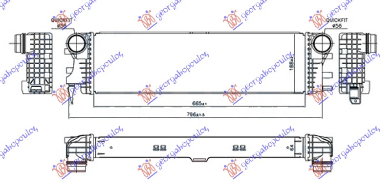 ΨΥΓΕΙΟ INTERCOOLER 2.2 (114/116/119 CDI/BLUETEC (665x188x64) - MERCEDES VITO (W447) 15- thumbnail