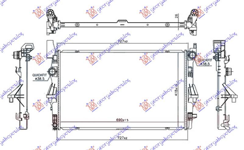 ΨΥΓΕΙΟ ΝΕΡΟΥ 1.6 (109/111 CDI) +AC (690x418x26) ΠΕΙΡΟΙ ΜΕΣΗ - MERCEDES VITO (W447) 15- thumbnail