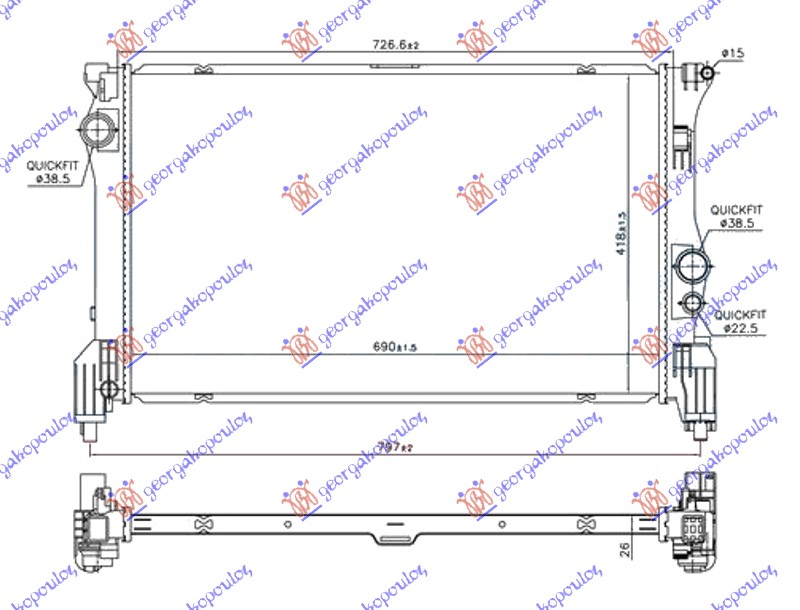 ΨΥΓΕΙΟ ΝΕΡΟΥ 2.2 (114/116/119 CDI/BLUETEC)  (690x418x26) ΠΕΙΡΟΙ ΚΑΤΩ - MERCEDES VITO (W447) 15- thumbnail