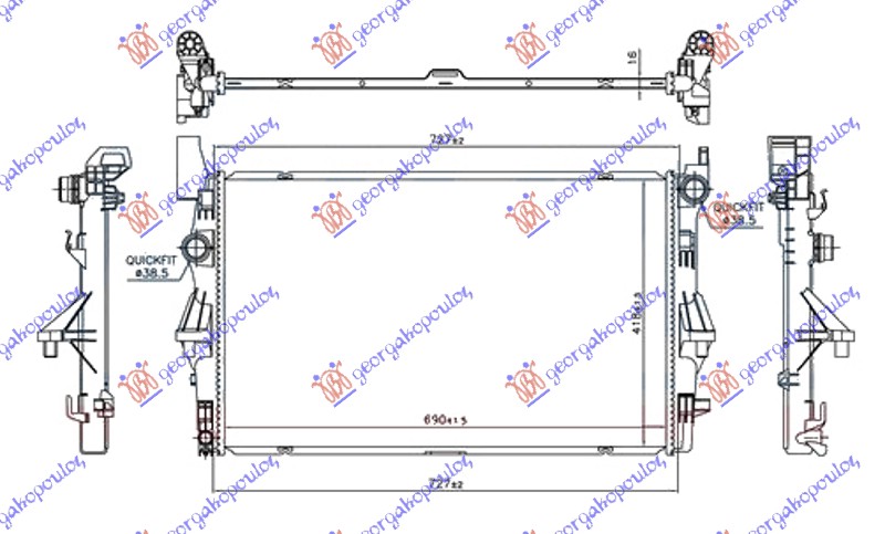 ΨΥΓΕΙΟ ΝΕΡΟΥ 1.6 (109/111 CDI) -AC (690x418x16) ΠΕΙΡΟΙ ΜΕΣΗ - MERCEDES VITO (W447) 15- thumbnail