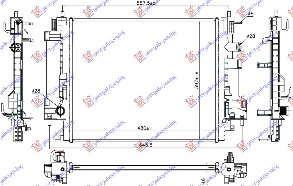 ΨΥΓΕΙΟ ΝΕΡΟΥ 0.9 TURBO / 1.0 12v ΒΕΝΖΙΝΗ-ELECTRIC(480x397x16) - SMART FORTWO 14- thumbnail