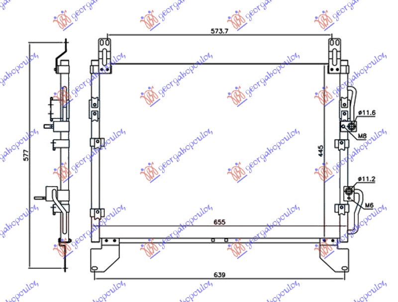 ΨΥΓΕΙΟ A/C 2.7 Xdi ΠΕΤΡΕΛΑΙΟ -06 (665x445x20)ΠΑΡΟΧΕΣ ΣΥΝΟΔΗΓΟ - SSANGYONG REXTON 04-10 thumbnail