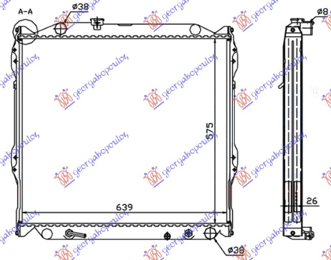 ΨΥΓΕΙΟ ΝΕΡΟΥ 3.0 ΠΕΤΡΕΛΑΙΟ ΑΥΤΟΜΑΤΟ (575x640x26) - TOYOTA LAND CRUISER PRADO 90 (J9) 96-99 thumbnail