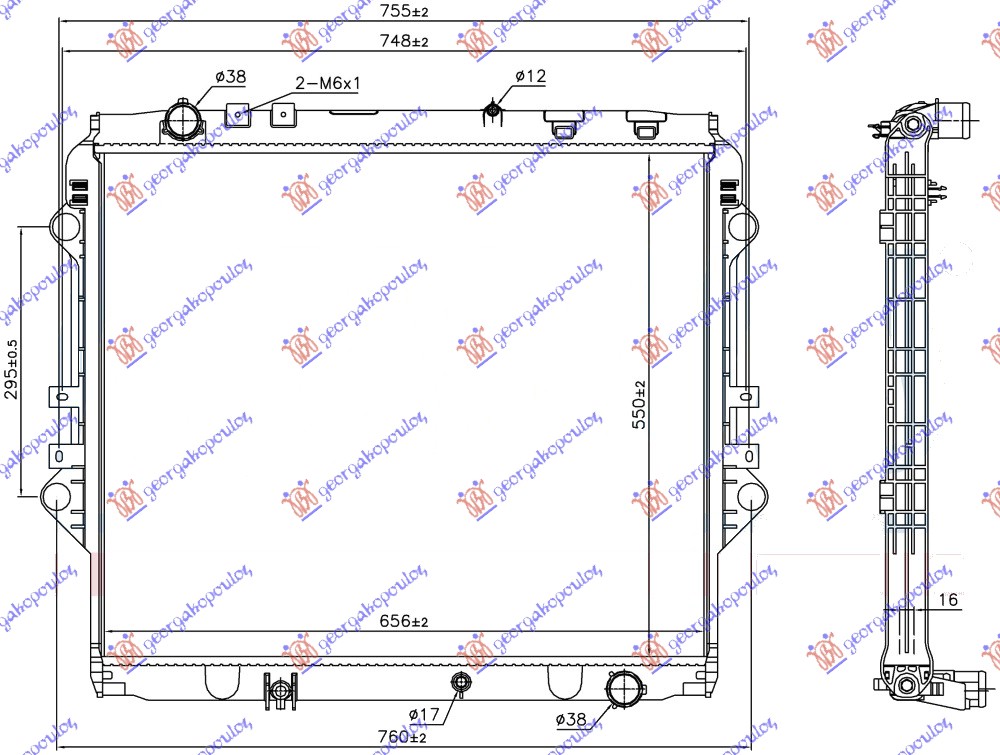 ΨΥΓΕΙΟ ΝΕΡΟΥ 2.4 D ΠΕΤΡΕΛΑΙΟ ΜΗΧΑΝΙΚΟ (550x650x27) (KOYO) - TOYOTA HI-LUX 2WD/4WD 15-20 thumbnail